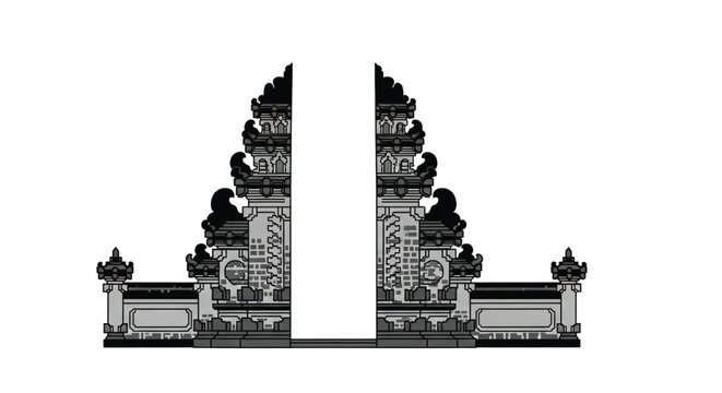 Ornate Balinese Temple Gate Entrance Structure.