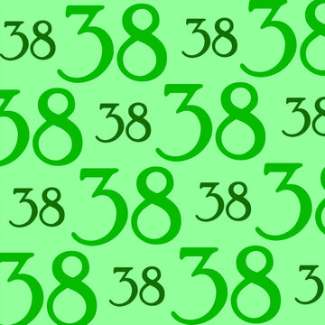 Seamless pattern texture featuring the number thirty-eight in various shades of green font.