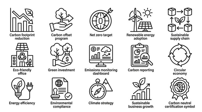 Sustainable business eco friendly icons.