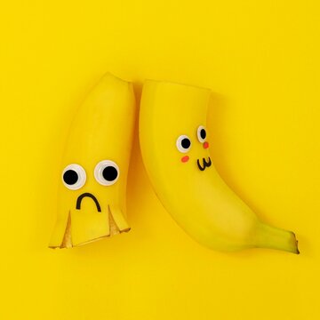 Playful bananas with faces a whimsical and colorful still life
