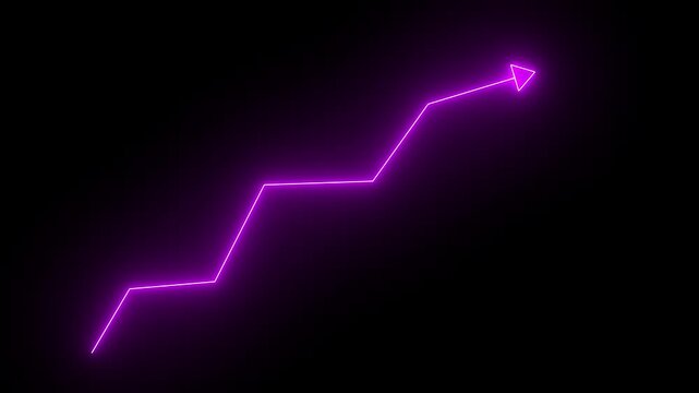 Pink Up Arrow Business Market upturn Decline Graph on Black Background 4k video animation