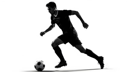 Fototapeta premium Soccer Player Shooting Ball in Dramatic Night Stadium