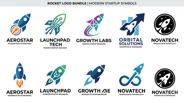 Rocket Logos Startup Brand Symbols.