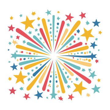 Colorful fireworks burst vector illustration