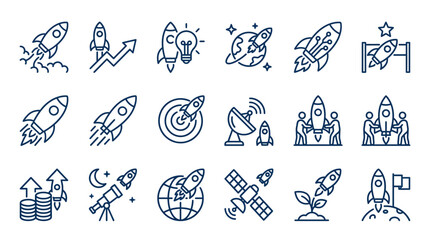 Rocket Ship Space Icon Set Collection. © Ariya