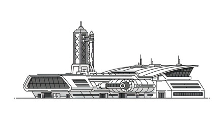 Obraz premium Futuristic Space Station Architecture Design.