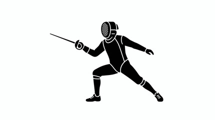 Fototapeta premium Fencing Athlete Silhouette, Sport Action, Sword Fighting