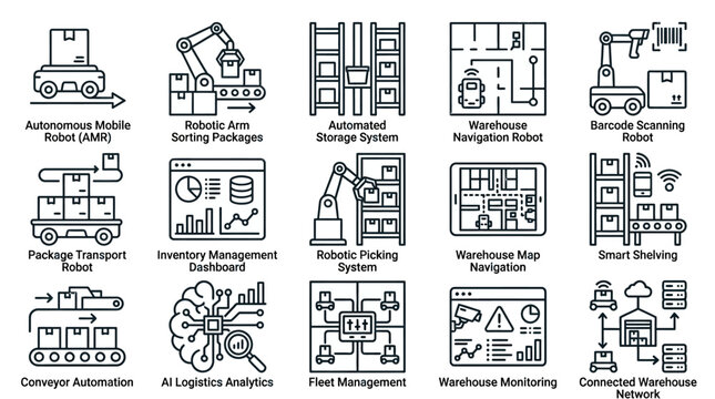 Industrial Business Icons and Logistics.