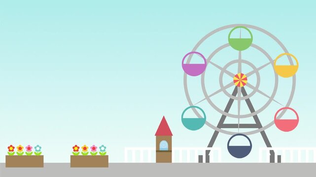 遊園地のくるくる回る観覧車