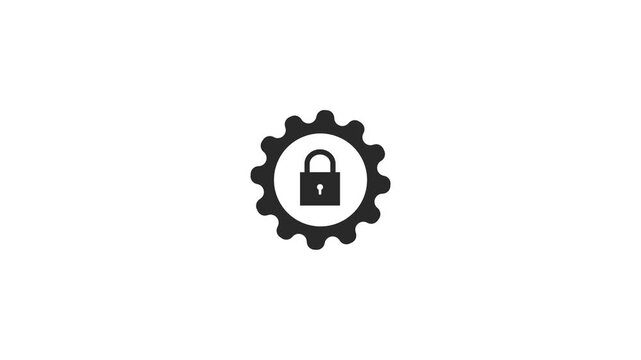 Gear icon animation with lock icon ,concept video