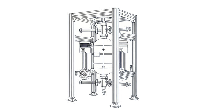 Industrial Piston Engine Mechanism Technical Illustration