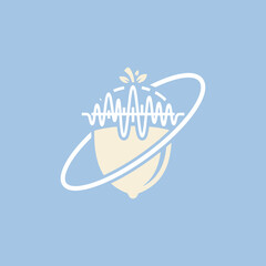 Fototapeta premium A stylized graphic of a nut with a digital sound wave