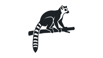 Ring-Tailed Lemur Minimalist Vector Illustration © Dongane