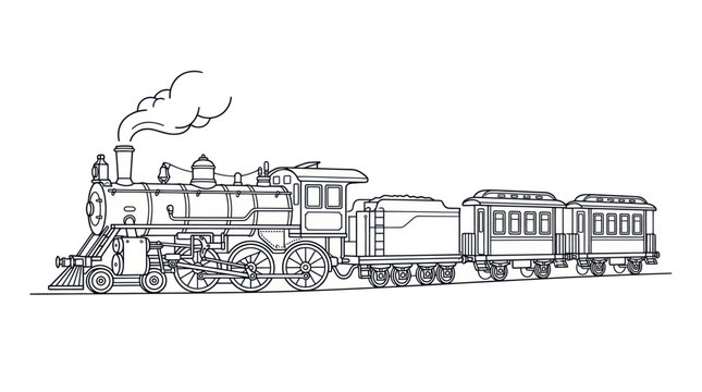 Vintage Steam Train Vector Illustration