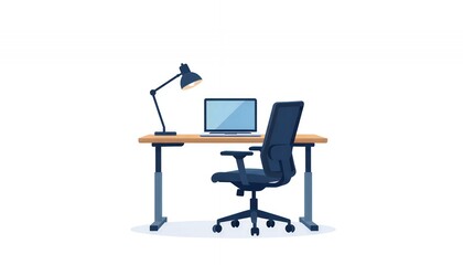 Fototapeta premium Modern Office Setup with Desk and Chair in Minimalist Style