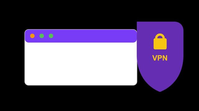 Dynamic 4k video animation illustrating secure online browsing with VPN protection, a compelling motion effect for digital privacy