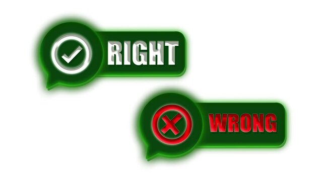 Right and Wrong Checklist Animation with Check Mark and Cross Symbol on Gradient Background