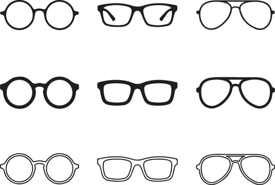 Minimalist Eyewear Silhouette Grid &ndash; Nine Frame Styles.