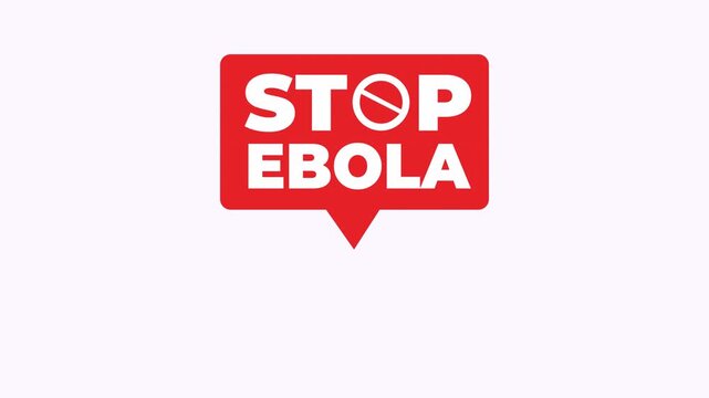 Red speech bubble alert with stop ebola virus graphic, ideal for disease awareness campaigns and health related designs, emphasizing urgency and action.