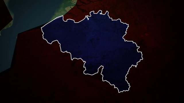 Belgium map animation, Europe country border outline, Belgian geography silhouette, national territory shape, political map graphic, Western Europe location