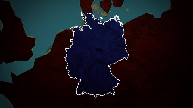 Germany map animation, Europe country border outline, German geography silhouette, national territory shape, political map graphic, central Europe location