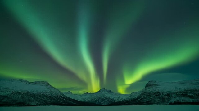 オーロラが夜空を彩る幻想的な自然背景