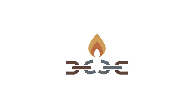 Minimalist Broken Chain with Flame Symbol Concept