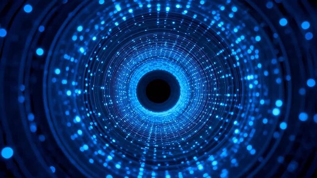 Blue glowing tunnel with circular lights