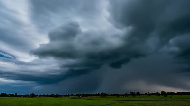 雨雲が空を覆う迫力あるタイムラプス背景
