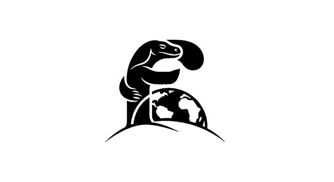 Snake wrapped around the globe illustration.