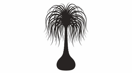 Palm tree silhouette stands as a dark graphic element against a stark white background. © ocil