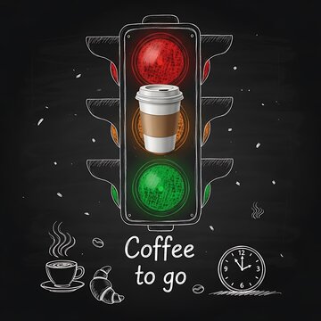 Coffee to go in stylized glass cup.