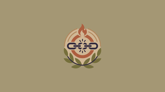 Minimalist Emblem Featuring Broken Chain and Flame Symbol