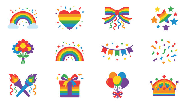  Pride Rainbow Symbols and Icons.
