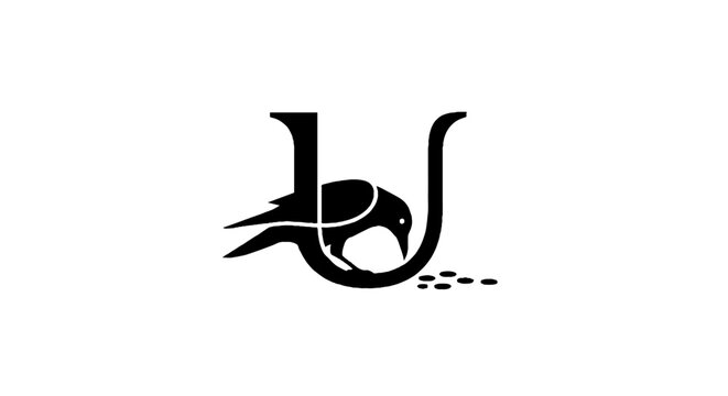 Elegant black bird logo with curved tail design.