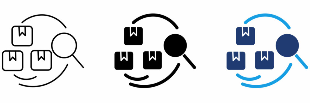Search Shipment Tracking icon collections. Containing Package boxes, Magnifying glass, Logistics inspection, Cargo search and more icons.
