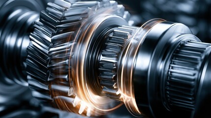 Fototapeta premium Industrial heavy machinery gears in motion
