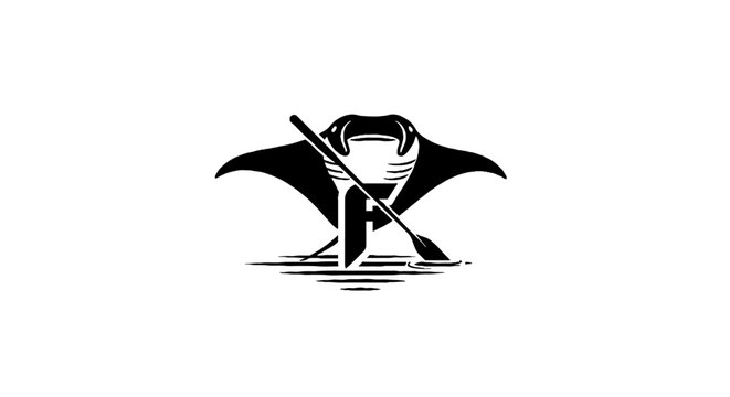 Black and white manta ray logo design.