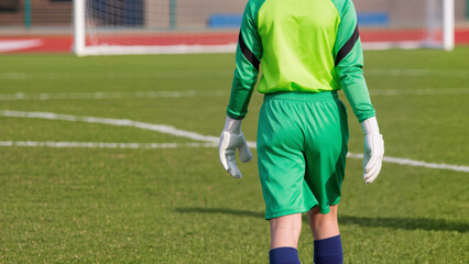 Goalkeeper standing on the soccer field during a match © Jakub