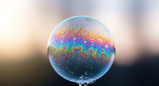 Colorful abstract glass sphere refraction pattern.
