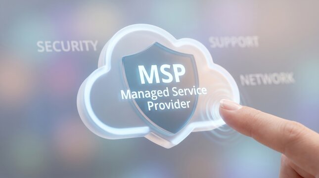 MSP Managed Service Provider, cloud security, network support, IT services ticket templates set illustration mockup blank icons