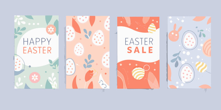 Floral ornament and egg pattern posters a colorful vector illustration for springtime celebrations easter