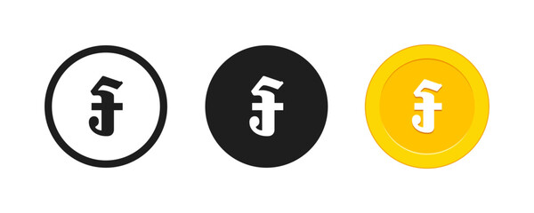 Fototapeta premium Cambodian Riel Currency Symbol Icon Set, Gold Coin and Flat Vector Illustrations of Khmer Riel Money Sign Isolated on White Background