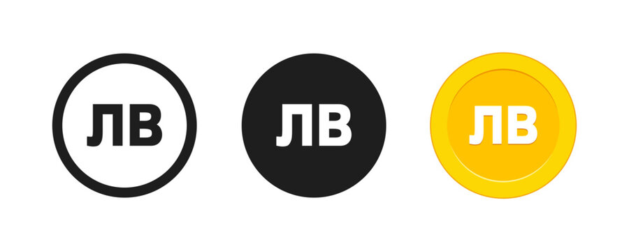 Uzbekistan Som and Bulgarian Lev Money Symbol Vectors