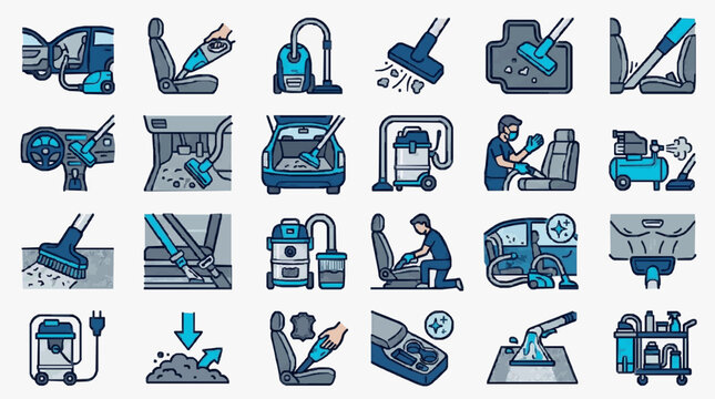 Professional car interior cleaning with vacuum detailing tool for spotless cabin maintenance and auto care