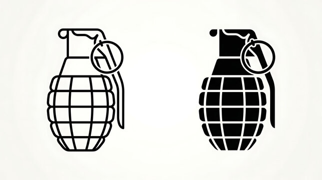 Two vintage grenades icon illustration