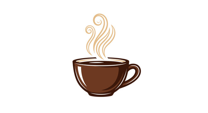 Illustration of a steaming cup of hot coffee with a simple, cozy design.