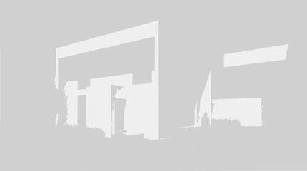 Obraz premium Abstract architectural facade with geometric shapes and shadows, modern building concept