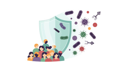 Naklejka premium Immune Shield Protects Diverse People From Viruses and Bacteria