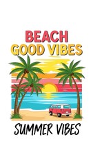Fototapeta premium Colorful beach hut with summer vacation vibes illustration.